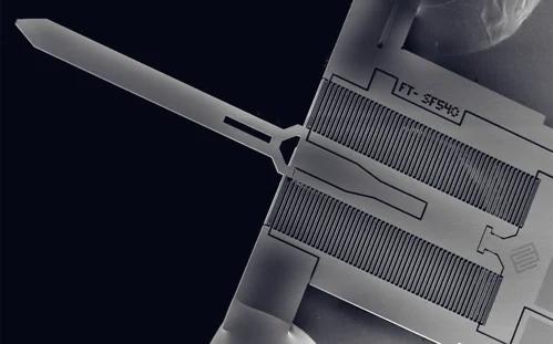 用于纳米压痕仪的 MEMS 力传感器的 SEM 微观图像。
