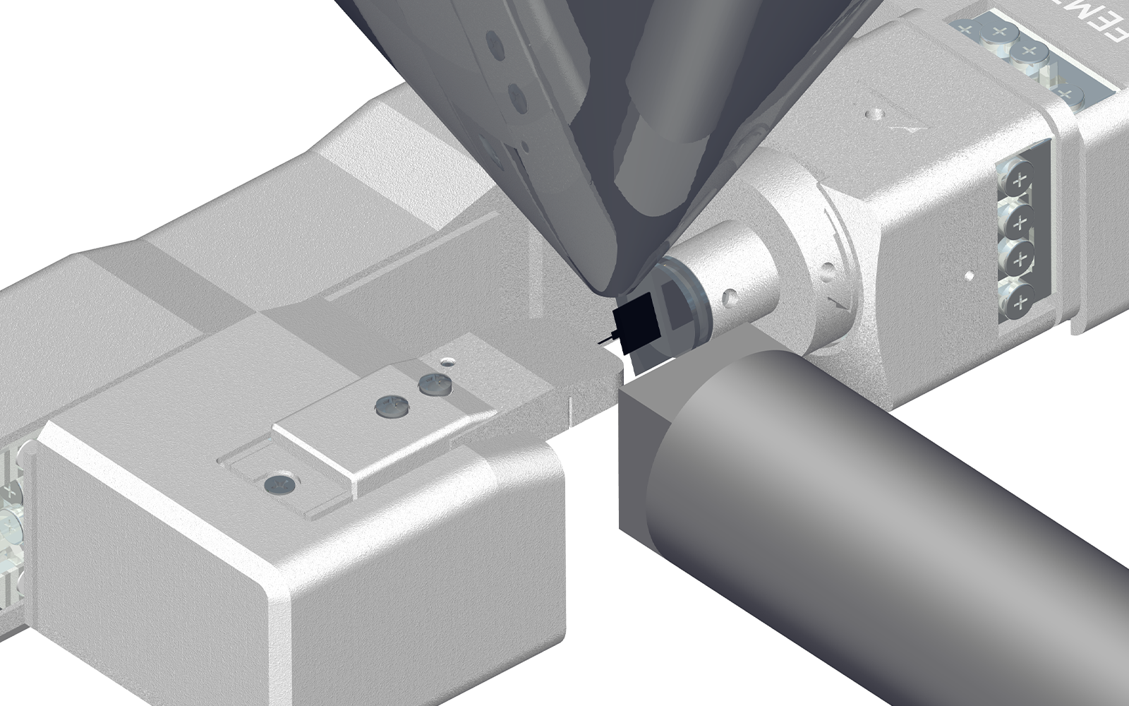<p>用于原位 EBSD 分析的 FemtoTools Nanoindenter 配置图。</p>